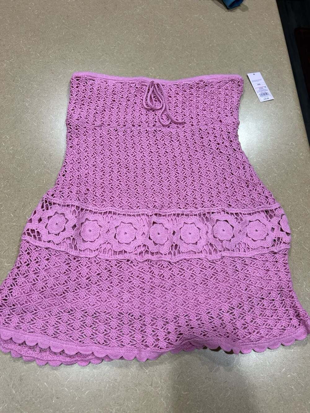 Wild Fable Women's Strapless Mini Crochet Sweater Dress